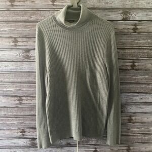 Talbots Women's Long-Sleeved Turtleneck Sweater Size XL Gray Ribbed Stretch